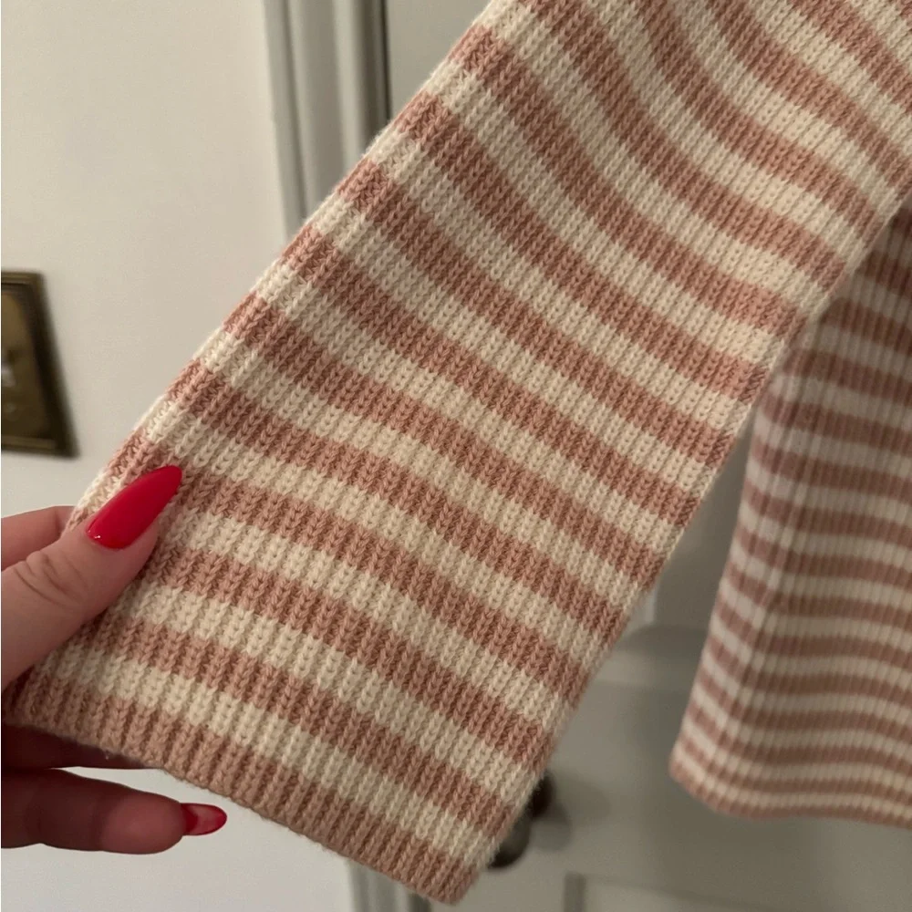 J. Crew Pink and White Stripe Long Sleeve Sweater size M